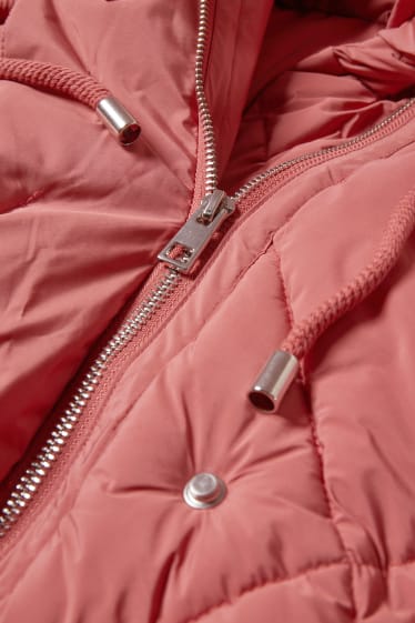 Damen - Steppjacke mit Kapuze - coral