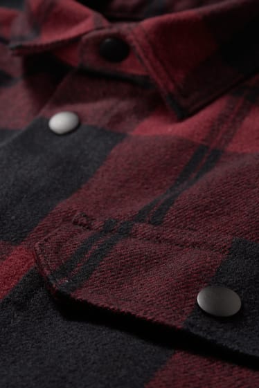 Men - CLOCKHOUSE - shirt - relaxed fit - Kent collar - check - red / black