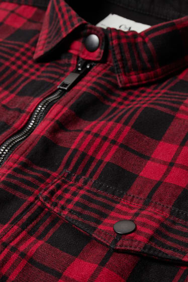 Hombre - Sobrecamisa - de cuadros - rojo / negro