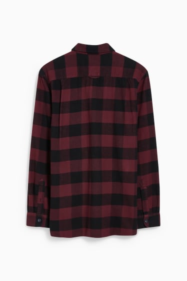 Home - Camisa de franel·la - regular fit - Kent - de quadres - vermell / negre