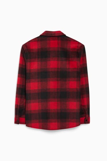 Men - CLOCKHOUSE - shirt - relaxed fit - Kent collar - check - red / black