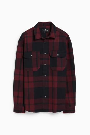 Men - CLOCKHOUSE - shirt - relaxed fit - Kent collar - check - red / black