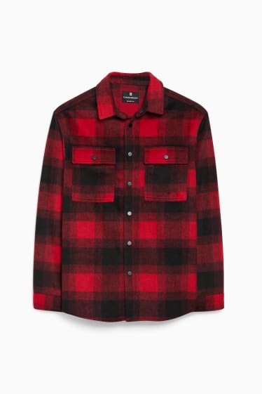 Men - CLOCKHOUSE - shirt - relaxed fit - Kent collar - check - red / black