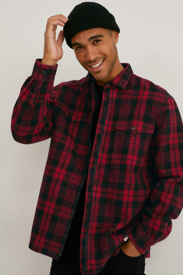 Hombre - Sobrecamisa - de cuadros - rojo / negro