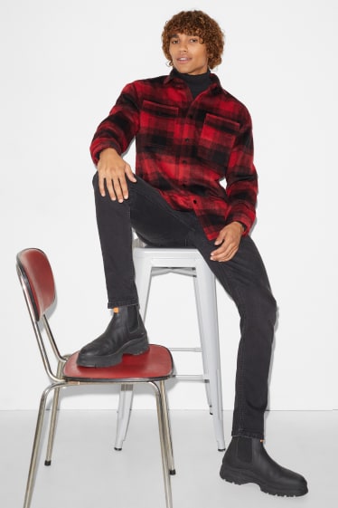 Men - CLOCKHOUSE - shirt - relaxed fit - Kent collar - check - red / black