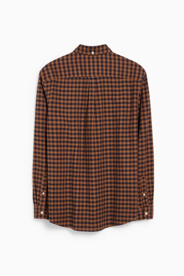 Hommes - Chemise Oxford - coupe droite - col button-down - à carreaux - orange / noir