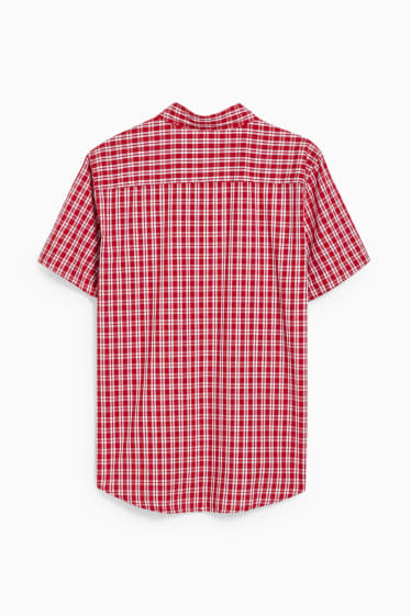 Pánské - MUSTANG - košile - slim fit - button-down - kostkovaná - bílá/červená