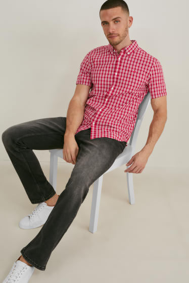 Hombre - MUSTANG - camisa - slim fit - button down - de cuadros - blanco / rojo