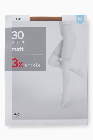 Women - Multipack of 6 - shorts - 30 denier - light brown