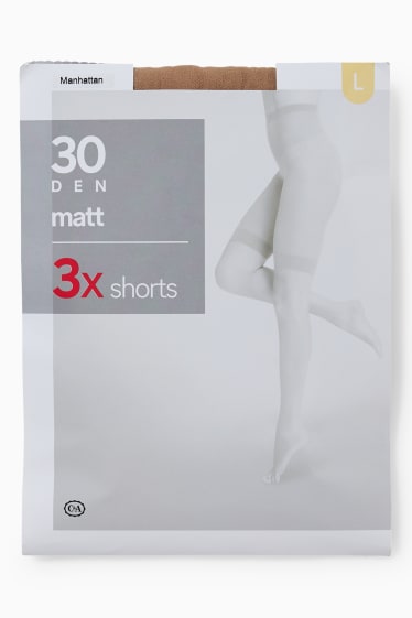 Women - Multipack of 6 - shorts - 30 denier - beige
