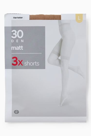 Dames - Set van 6 - pantyshorts - 30 DEN - beige