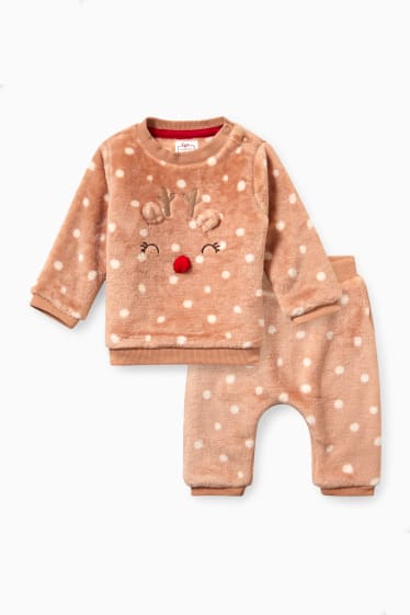 Baby: meisjes - Baby-outfit - 2-delig - lichtbruin