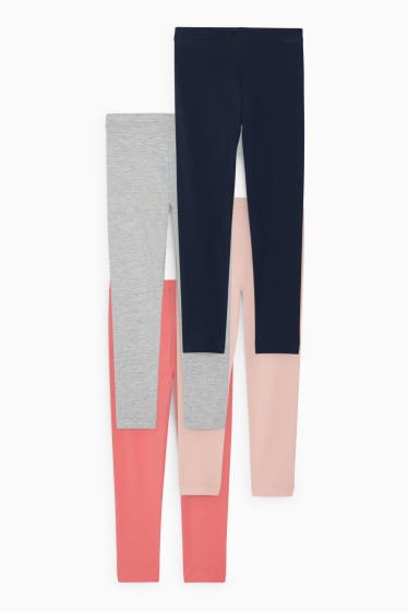 Kinderen: meisjes - Set van 4 - legging - licht grijs-mix