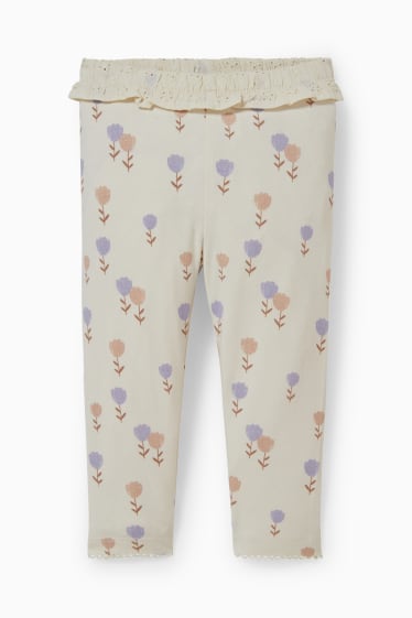 Bébés filles - Legging bébé - à fleurs - beige