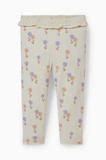 Bébés - Legging bébé - à fleurs - beige