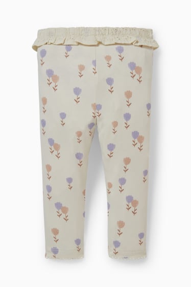 Babys - Baby-legging - gebloemd - beige