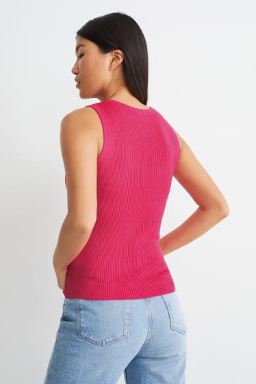 Donna - Top in maglia basic - fucsia