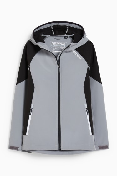 Children - Softshell jacket with hood - gray / black