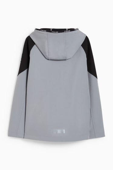 Niños - Chaqueta softshell con capucha - gris / negro