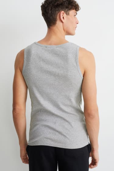 Heren - Tanktop - dubbele ribstof - licht grijs-mix