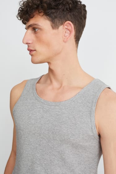 Heren - Tanktop - dubbele ribstof - licht grijs-mix