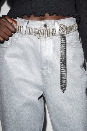 Femmes - Ceinture - brillante - argent
