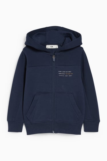 Enfants - Sweat zippé en finition molleton avec capuche - bleu foncé