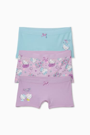 Enfants filles - Lot de 3 - Hello Kitty - caleçons - rose / turquoise