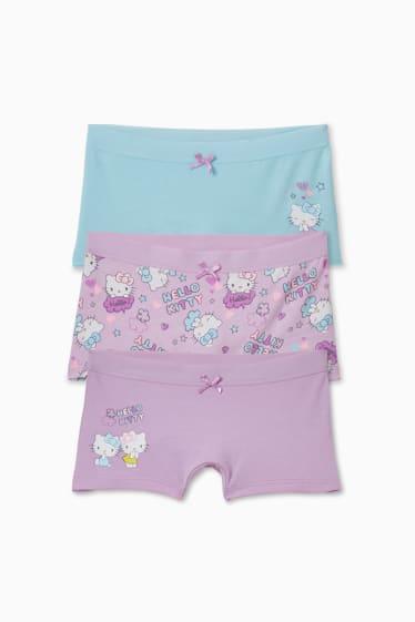 Enfants - Lot de 3 - Hello Kitty - caleçons - rose / turquoise