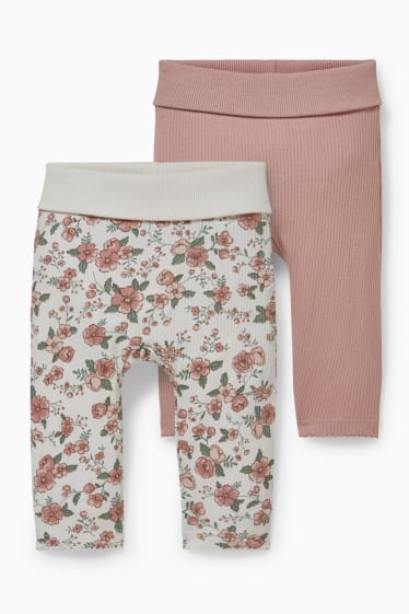 Neonati - Confezione da 2 - pantaloni per neonate. - bianco crema