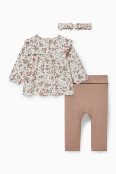 Babys - Baby-Outfit - 3 teilig - geblümt - cremeweiss