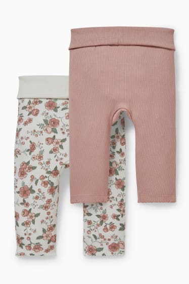 Neonati - Confezione da 2 - pantaloni per neonate. - bianco crema