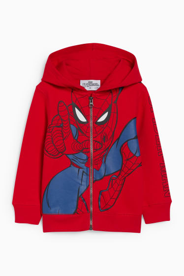 Children - Spider-Man - zip-through sweatshirt with hood - red