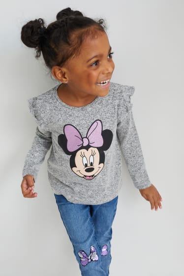Enfants - Minnie Mouse - haut à manches longues - gris chiné