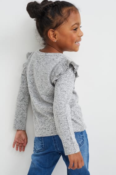 Kinderen: meisjes - Minnie Mouse - longsleeve - grijs-mix