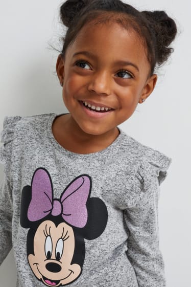 Kinderen: meisjes - Minnie Mouse - longsleeve - grijs-mix