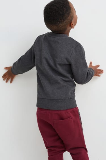 Kinder Jungen - Dino - Sweatshirt - Glanz-Effekt - dunkelgrau