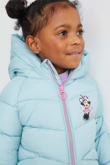 Kinder Mädchen - Minnie Maus - Steppjacke mit Kapuze - hellblau