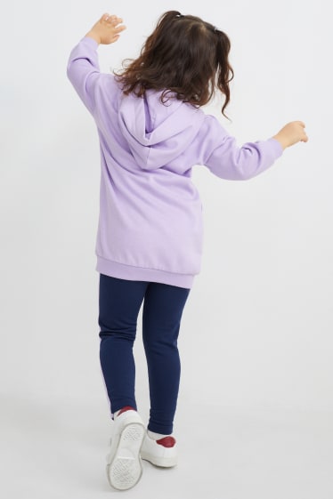 Bambini - Unicorni - set - vestito in felpa con cappuccio e leggings - viola chiaro