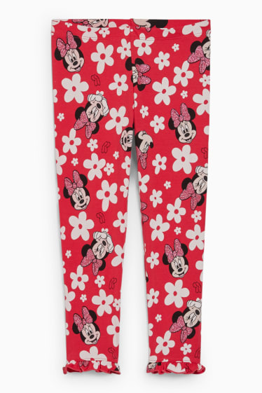 Dzieci - Myszka Minnie - legginsy - w kwiatki - różowy