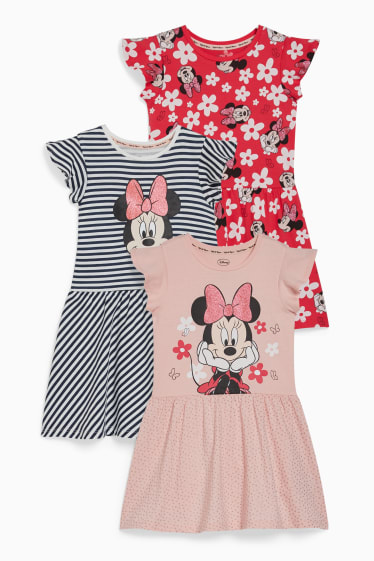 Kinderen: meisjes - Set van 3 - Minnie Mouse - jurk - wit / roze
