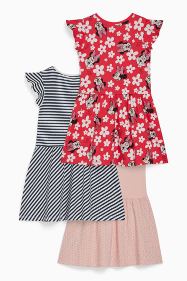 Kinderen: meisjes - Set van 3 - Minnie Mouse - jurk - wit / roze