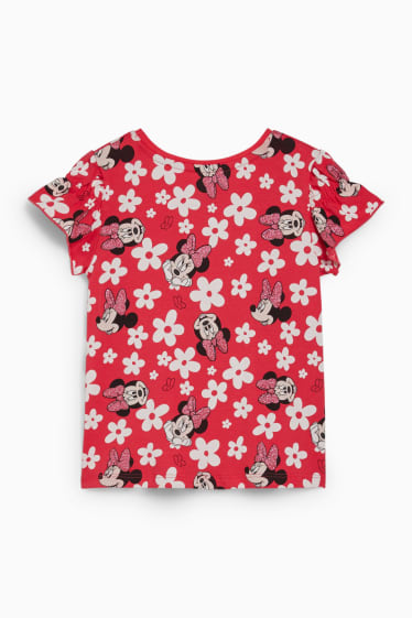 Copii - Minnie Mouse - tricou cu mânecă scurtă - cu flori - roșu