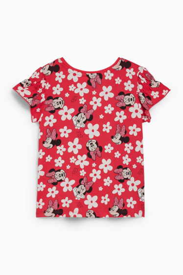 Nena - Minnie Mouse - samarreta de màniga curta - flors - vermell