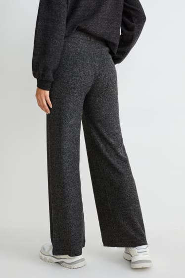 Women - Knitted trousers - regular fit - dark gray