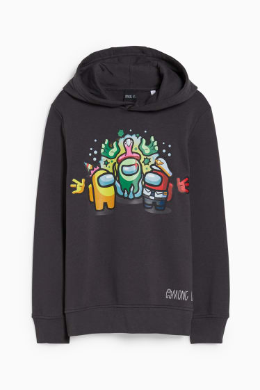 Bambini - Among us - felpa con cappuccio - grigio scuro