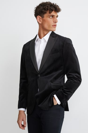 Hommes - Veste de costume en velours - slim fit - noir