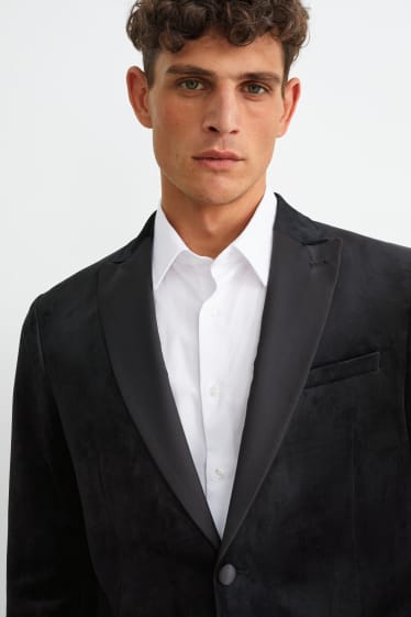 Hommes - Veste de costume en velours - slim fit - noir