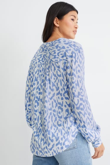 Femei - Bluză - cu model - alb / albastru deschis