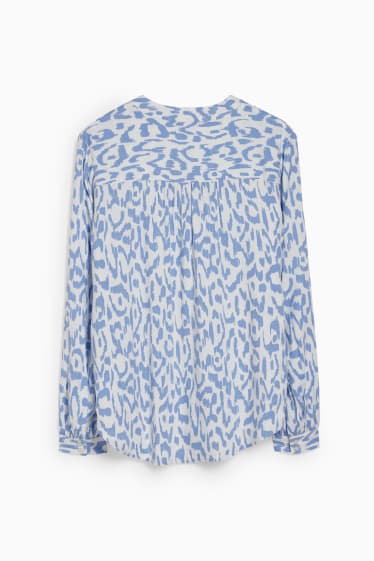 Damen - Bluse - gemustert - weiss / hellblau